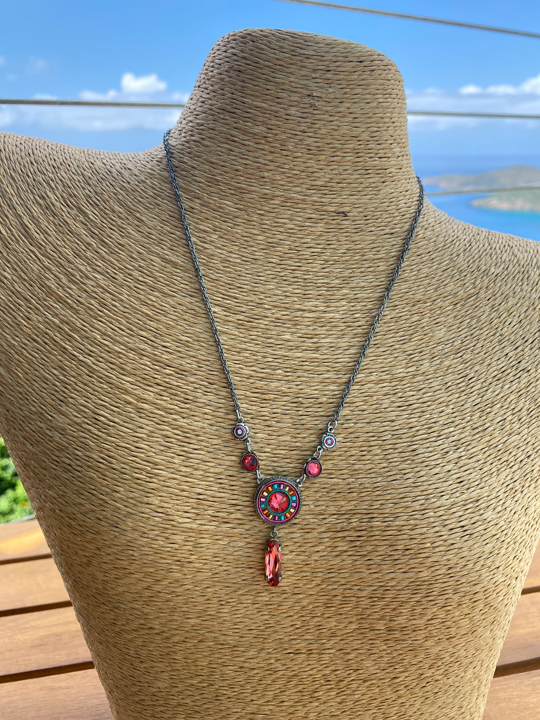 Firefly - La Dolce Vita Circle Drop Necklace (Padparadscha)